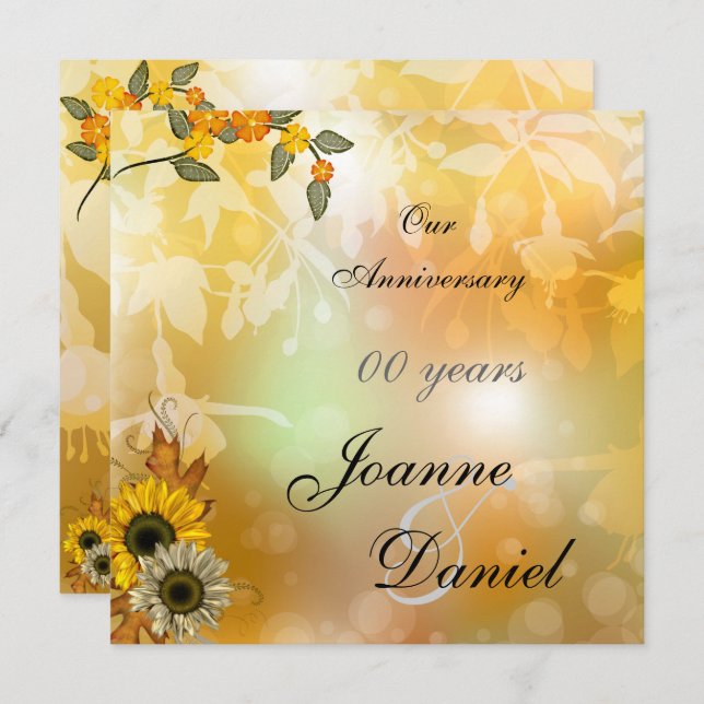 Anniversary Invite Sunflowers Autumn Flowers 2 (Front/Back)