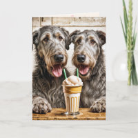 Anniversary Irish Wolfhounds Sharing a Milkshake