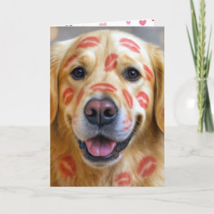 Anniversary Lipstick Kisses On a Golden Retriever Card