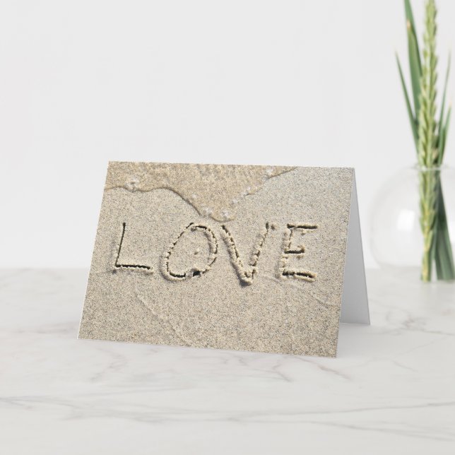 Anniversary Love Text In Sand  Card (Front)