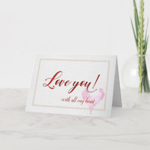anniversary love you with pink heart card