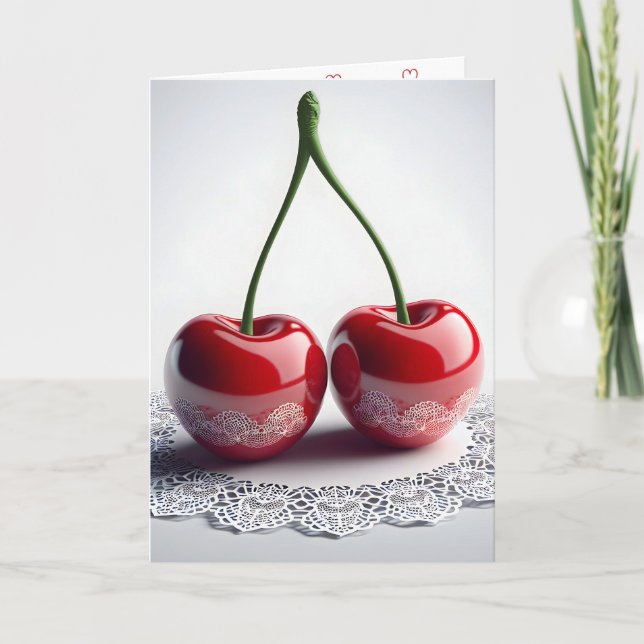Anniversary Maraschino Cherries On Lace Card (Front)