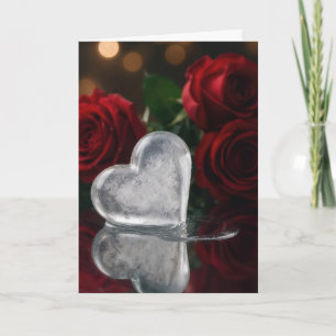 Anniversary Melting Ice Heat With Red Roses Card