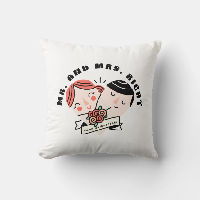 Anniversary mr and mrs right cushion (Front)