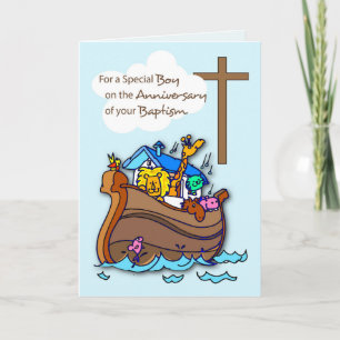 Anniversary of Baptism Boy Noah's Ark Card