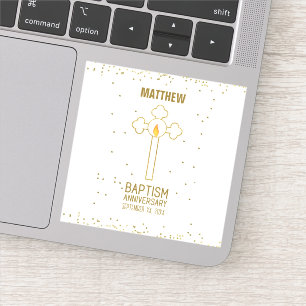 Anniversary of Baptism Gold Cross Personalised