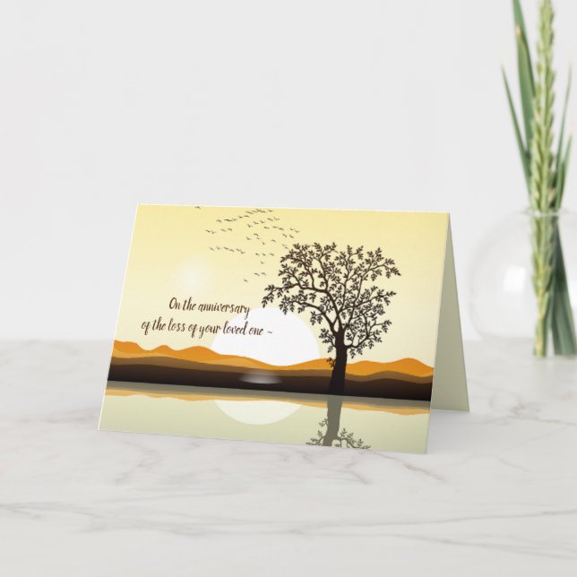 ANNIVERSARY OF DEATH TREE n BIRDS CARD (Front)