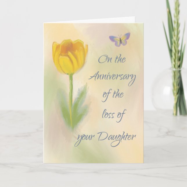 Anniversary of Loss of Daughter Watercolor Flower Card (Front)