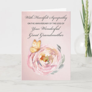 Anniversary of Loss of Great Grandmother Butterfly Card