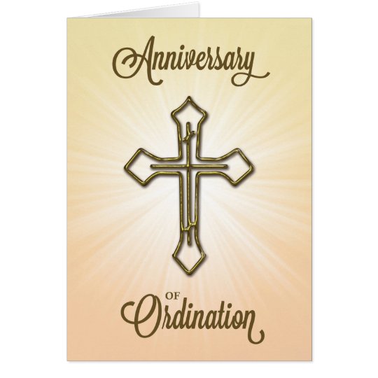 Anniversary of Ordination, Cross on Starburst Card