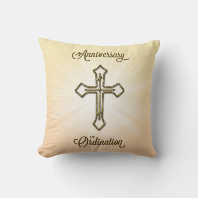 Anniversary of Ordination, Cross on Starburst Cushion (Front)