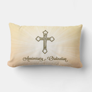 Anniversary of Ordination, Cross on Starburst Lumbar Cushion