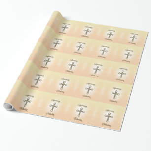 Anniversary of Ordination, Cross on Starburst Wrapping Paper