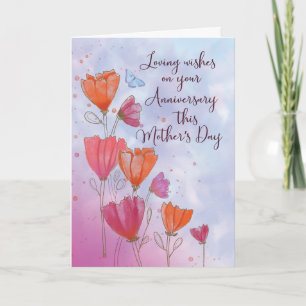 Anniversary on Mothers Day Love with Orange Pink C Card