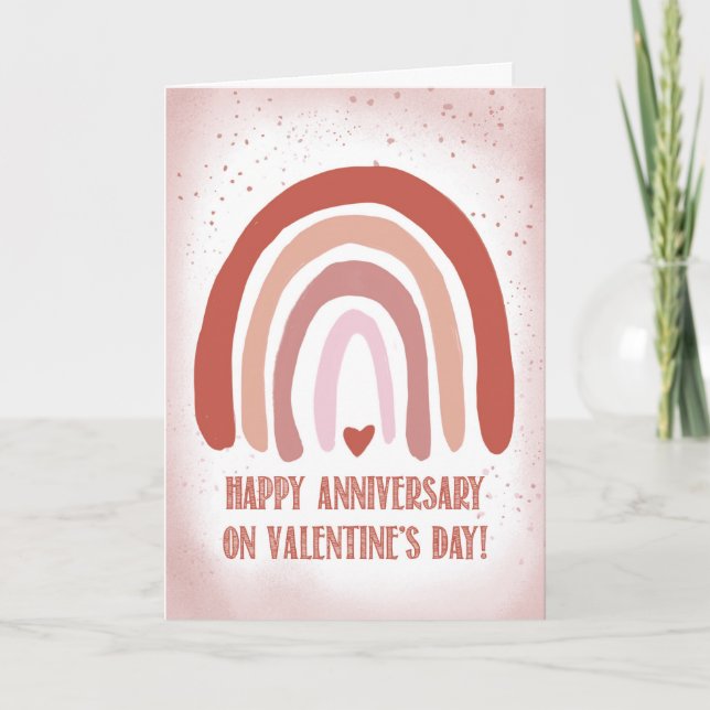 Anniversary on Valentines Day Hand Painted Soft  Card (Front)