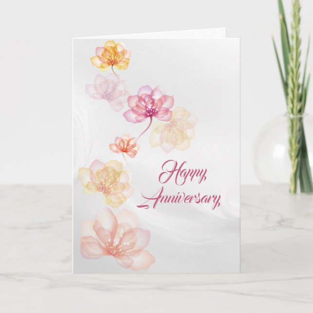 Anniversary On White Abstract  Card (Front)