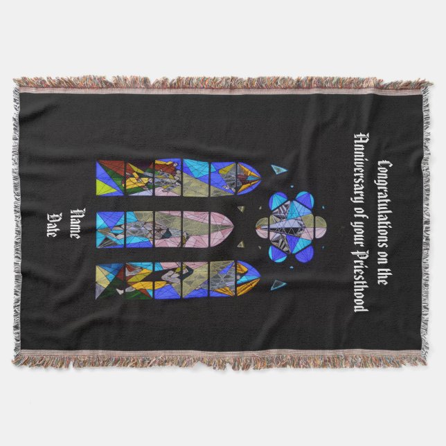 Anniversary Ordination Personalised Pastor Priest Throw Blanket (Front)