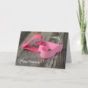 anniversary paper heart links on wood card