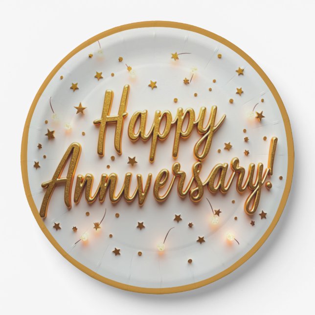 Anniversary Paper Plates, Party Plates (Front)