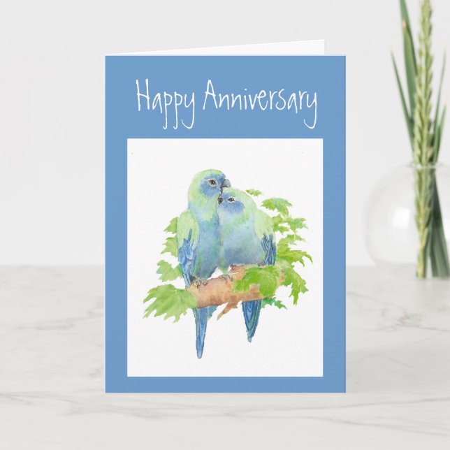 Anniversary,  Parrots, Tropical Bird Card (Front)
