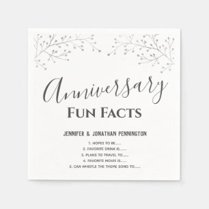 Anniversary Party Floral Fun Facts Napkins