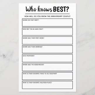 Anniversary Party Game Who Knows Best & Him or Her