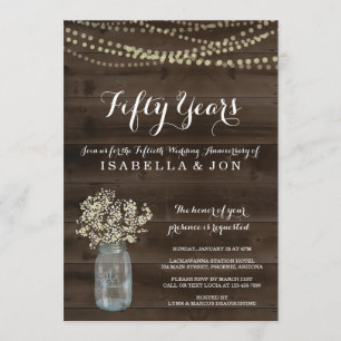 Anniversary Party Invitation   Rustic Babys Breath