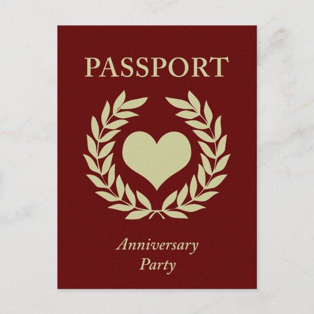 anniversary party passport invitation postcard (Front)