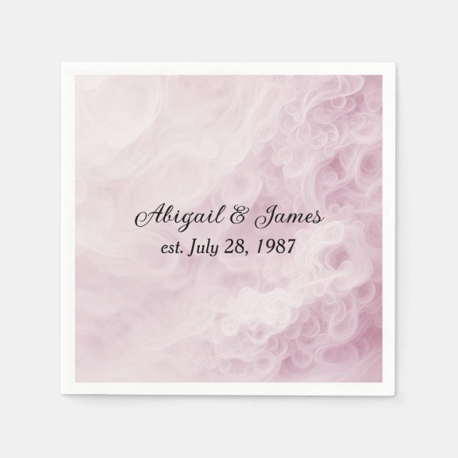 Anniversary Party Pink Swirl Abstract Napkin (Front)
