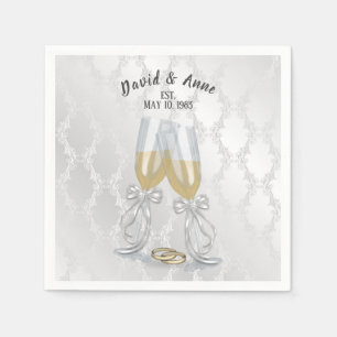 Anniversary  Party Toast And Rings Napkin