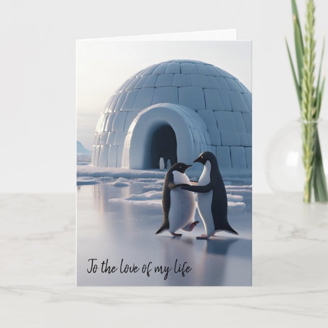 Anniversary Penguins Slow Dancing Card (Front)