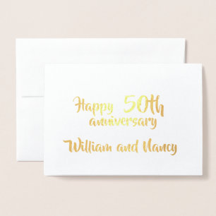 Anniversary Personalised Number Years Wedding Gold Foil Card