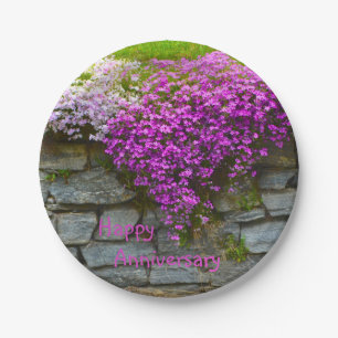 Anniversary Phlox On Rocks Paper Plate