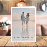 Anniversary Photo Card | Modern Elegant 5x7 Folded<br><div class="desc">Simple, stylish custom photo Happy Anniversary card with modern minimalist typography and a simple white border. The photo and text can easily be personalized for a design as unique as your special husband, wife, partner or happy couple! The image shown is for illustration purposes only to be replaced with your...</div>
