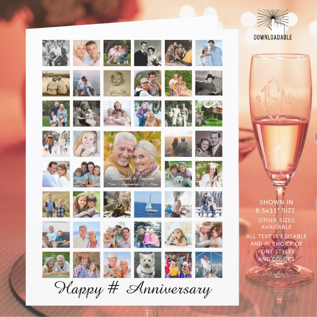 Anniversary Photo Collage 47 Pictures Personalized Card (Creator Uploaded)