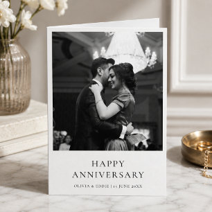 Anniversary Photo   Elegant Modern Minimalist Card
