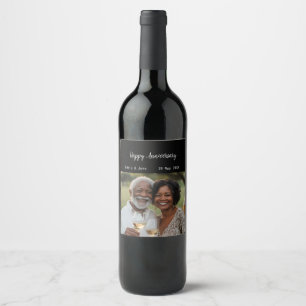 Anniversary Photo Food & Drink Labels Black