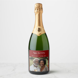 Anniversary Photo Food & Drink Labels Burgundy