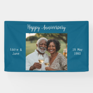 Anniversary Photo Modern Banner Blue 