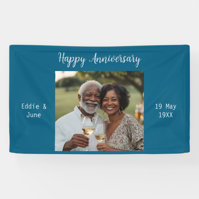 Anniversary Photo Modern Banner Blue  (Horizontal)