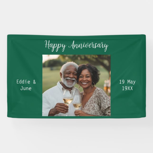 Anniversary Photo Modern Banner Green (Horizontal)