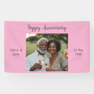 Anniversary Photo Modern Banner Light Pink