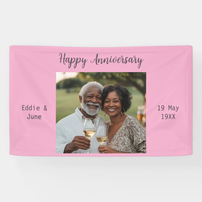 Anniversary Photo Modern Banner Light Pink (Horizontal)