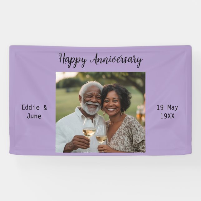Anniversary Photo Modern Banner Purple  (Horizontal)