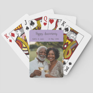 Anniversary Photo Modern Poker Cards Purple