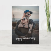 Anniversary Photo | Modern Trendy Stylish Script Card (Front)