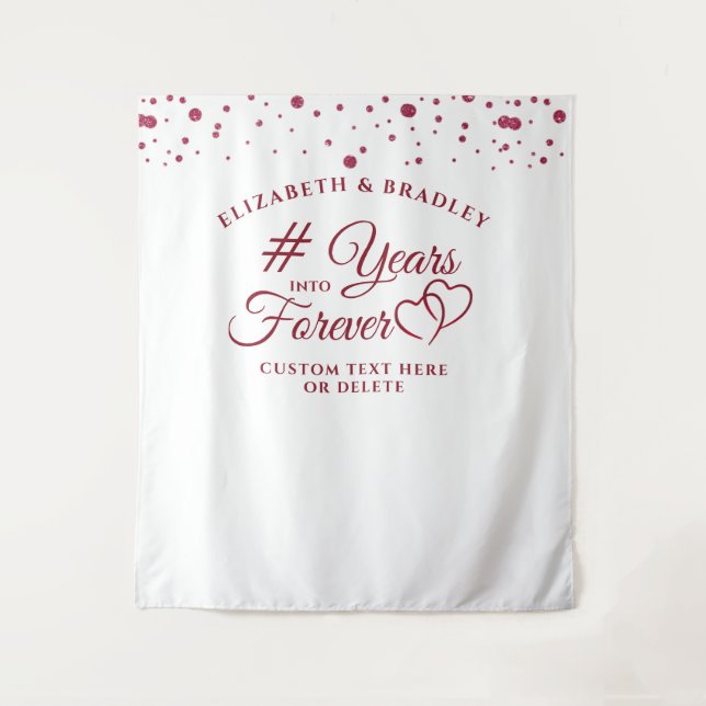 Anniversary Photo Op Backdrop Years into Forever Tapestry (Front)