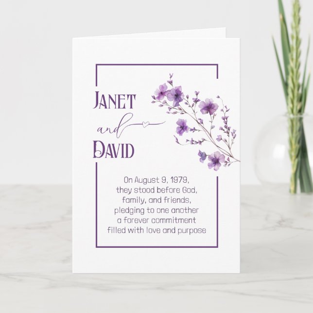 Anniversary Purple Flowering Branch Card (Front)