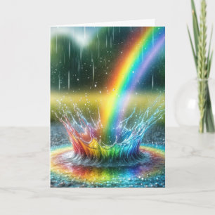 Anniversary Rainbow Splashing In a Puddle Card
