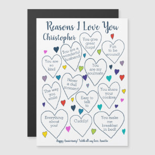 Anniversary Reasons I Love You Personalised Magnet